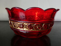 Rubinvörös Brockwitz Glass "Ariadne " Jardiniere Asztalközép Kínáló 1930.