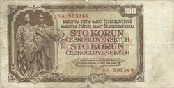 100 korun korona 1953 Csehszlovákia 1.