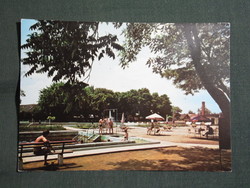 Képeslap,Heves,Strand,medence látkép,részlet, 1974-
