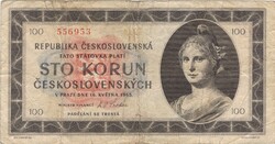 100 korun korona 1945. május Csehszlovákia 1.