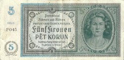5 korun korona kronen 1942 Cseh Morva Protektorátus 4.