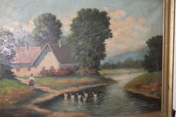 Antik szignált festmény 941