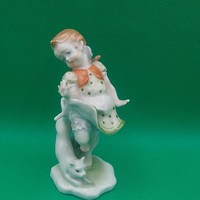 Lőrincz István Herendi Kislány cicával figura