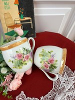 Extra gyönyörű rózsás orgonás cseh porcelán csupor nosztalgia konyha elegancia