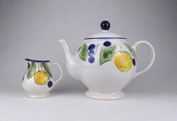 1U733 Large Colorful Ceramic Teapot and Milk Jug