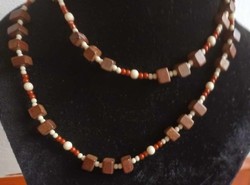 Vintage  fa kézműves golyós medállal -  nyaklánc