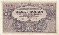 10 korun korona 1927 Csehszlovákia NEPLATNÉ Ritka