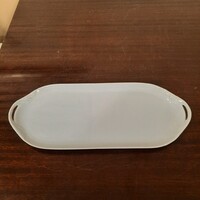 Kék mázas sima szélű Herendi porcelán süteményes kínáló tál, tálca
