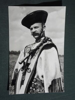 Képeslap,Hortobágy,Juhász,Csikós,népviselet látkép,részlet, 1964-