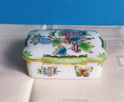 Régi Herendi Viktória Mintás Porcelán Bonbonier Kínáló Doboz