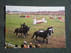 Képeslap,Hortobágy,Lovasnapok,Csikós ötsfogat látkép,részlet, 1981-