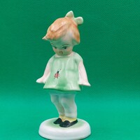 Retro  Bodrogkeresztúri kerámia Katicás kislány figura
