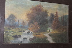 Antik szignált festmény 971