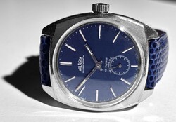 Tengerkék számlapos Arlaska (wermacht werk) 17 köves, Hirsh bőrszíj,  Doxa, Omega