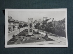 Képeslap,Gyöngyös,Lenin út,Szovjet hősi emlékmű,park látkép részlet, 1950-