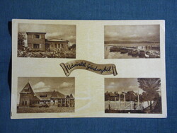 Képeslap,Gárdony,mozaik,üdülő,szálló,étterem,strand látkép,részlet, 1950-