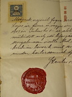 ANTIK VIASZPECSÉTES BÉLYEGES BIZONYÍTVÁNY ( IRAT )  SZENTES 1907
