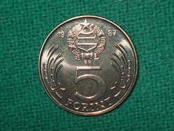 5 Forint 1987 ! Csak 30000 db. !  Nem Volt Forgalomban ! Verdefényes !