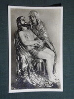 Képeslap,Gyöngyös,Fájdalmas szűzanya kegyszobra látkép,részlet,Fereces rend kiadás, 1940-