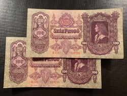 *** Gyönyörű EF sorszámkövető 100 pengő  1930  ***