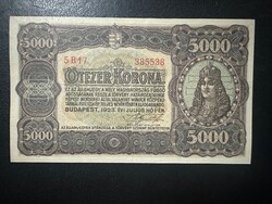 5000 korona 1923. EF+!! GYÖNYÖRŰ!! RITKA!!