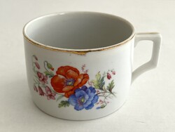 Régi, pajzspecsétes Zsolnay pipacsos, pipacs virágos porcelán csésze, teás csésze