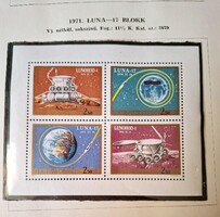Luna -17 vágott blokk, 1db postatiszta bélyeg blokk,1971-es kiadás, hibátlan, szépen tartva