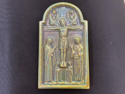 Zsolnay Jézus Krisztus ikon falikép egyházi vallási téma eozin porcelán falidísz