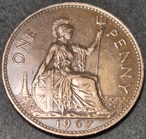 Egyesült Királyság, 1 penny, 1967.