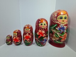 Matrjoska baba, kézzel festett matrjoska, 5 részes matrjoska, orosz matrjoska