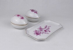 1U751 Rózsaszín virág mintás Hollóházi porcelán csomag