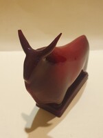 Zsolnay ökörvér mázas art deco bika figura