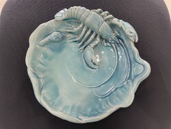 Zsolnay alapmázas rákos tál 29 cm nagyméretű asztalközép porcelán figura