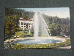 Képeslap,Szlovákia,Iglófüred,Spišská Nová Ves,üdülő,szálló,társalgó,szökőkút,Ferenc D. kiadás, 1911-