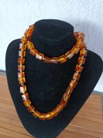 Borostyán utánzatú bakelit hatalmas gyöngysor nyaklánc