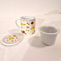 DC Per Tavola háromrészes porcelán gyógyteás bögre fedővel és szűrővel (M=10, D=8) (147.)