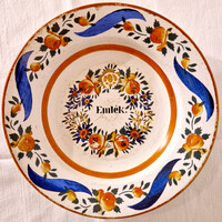 Wilhelmsburg - "Emlék" feliratú porcelán fali dísztányér, tál (M=4, D=23) (64.)