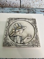 Gipsz Falikép Kislány Madárkával A130