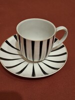Ritka Hollóházi kézzel festett  art deco csíkos kávés csésze