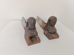 Antik kályha kandalló kandallóba való nehéz öntött vas szfinx tűzkutya pár 978 1544