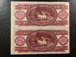 ***  Látványosan félrenyomtatott(!!) sorszámkövető 1968 as 100 forint ***