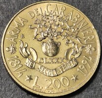 Olaszország 200 Líra, 1994., 180 éves a Carabinieri (Karabélyosok hadteste = Csendőrség)
