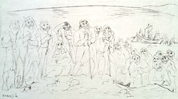 Borsos Miklós: De profundis (aláírt, számozott rézkarc) Biblia, Ószövetség- sokalakos grafika