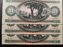 *** 1949 es Rákosi címeres 10 forint 3 db sorszámugró  ***