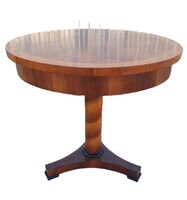 Gyönyörű  Antik Politúros Bieder intarziás körasztal (restaurált).Cca 1820-30.