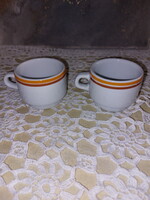 Alföldi menzás, sárga-barna csíkos porcelán kávés csészék, 2db