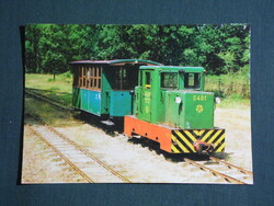 Képeslap,Kaszó,Erdei vasút,vasútállomás,C-401 mozdony szerelvény látkép,részlet, 1990-