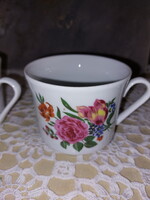 Kahla virágmintás rózsás porcelán bögre,teás csésze, 2db