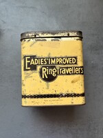 1940-es évekbeli EADIE BROS & CO LTD EADIES RING TRAVELERS LITHO bádog doboz, Paisley Scotland