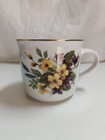 Cseh Bohemia porcelán nagy méretű virágos bögre